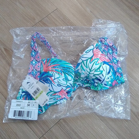 Tommy Bahama Palm Party Underwire Cup Bra Bikini Top Size 34B - Picture 3 of 6